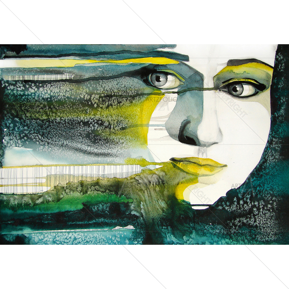 Watercolor Girl Portrait — custom-size art design 5009644