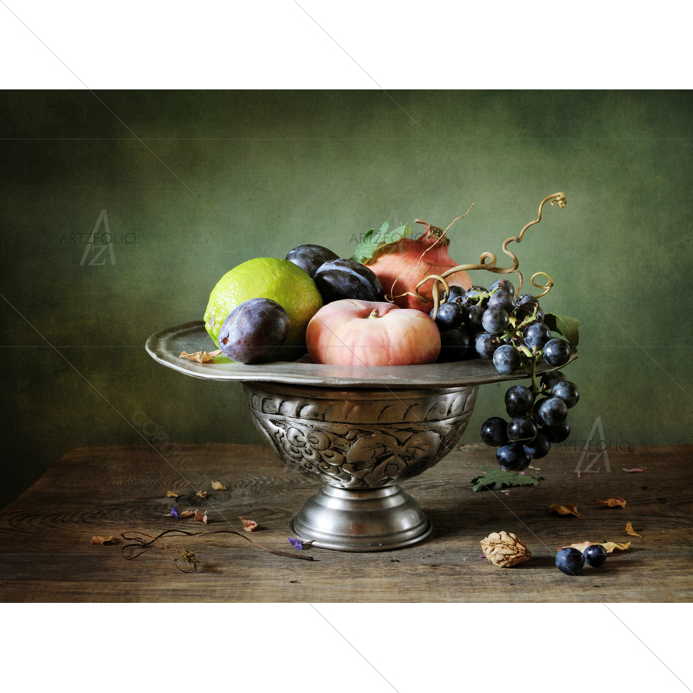 Still Life with Grapes and Pomegranate — custom-size art design 5009647