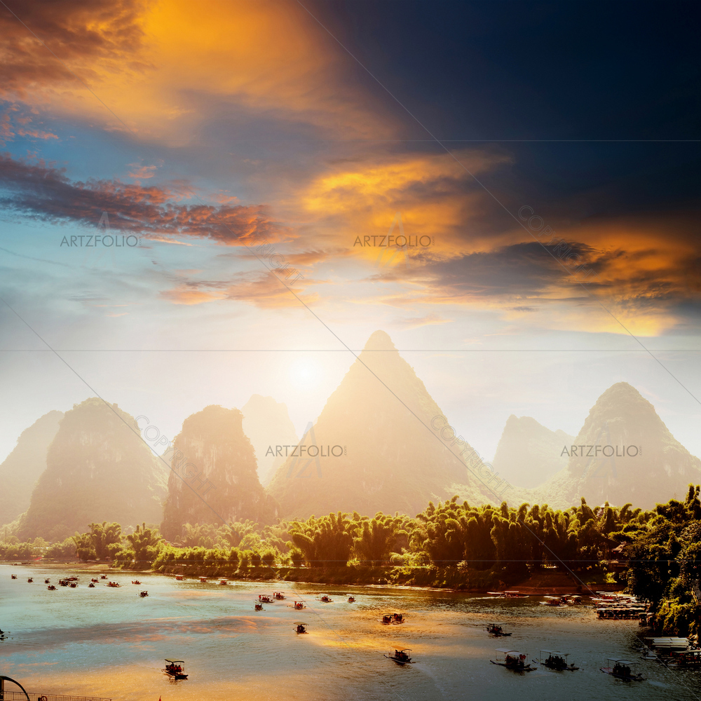 Yangshuo Landscape, China — custom-size art design 5009664