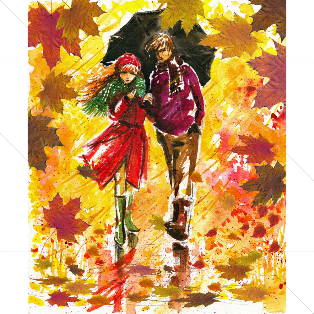 Couple Walking At Alley — custom-size art design 5009666
