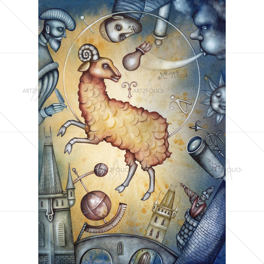 Aries Zodiac Star Sign D3 — Astrology custom art by ArtzFolio