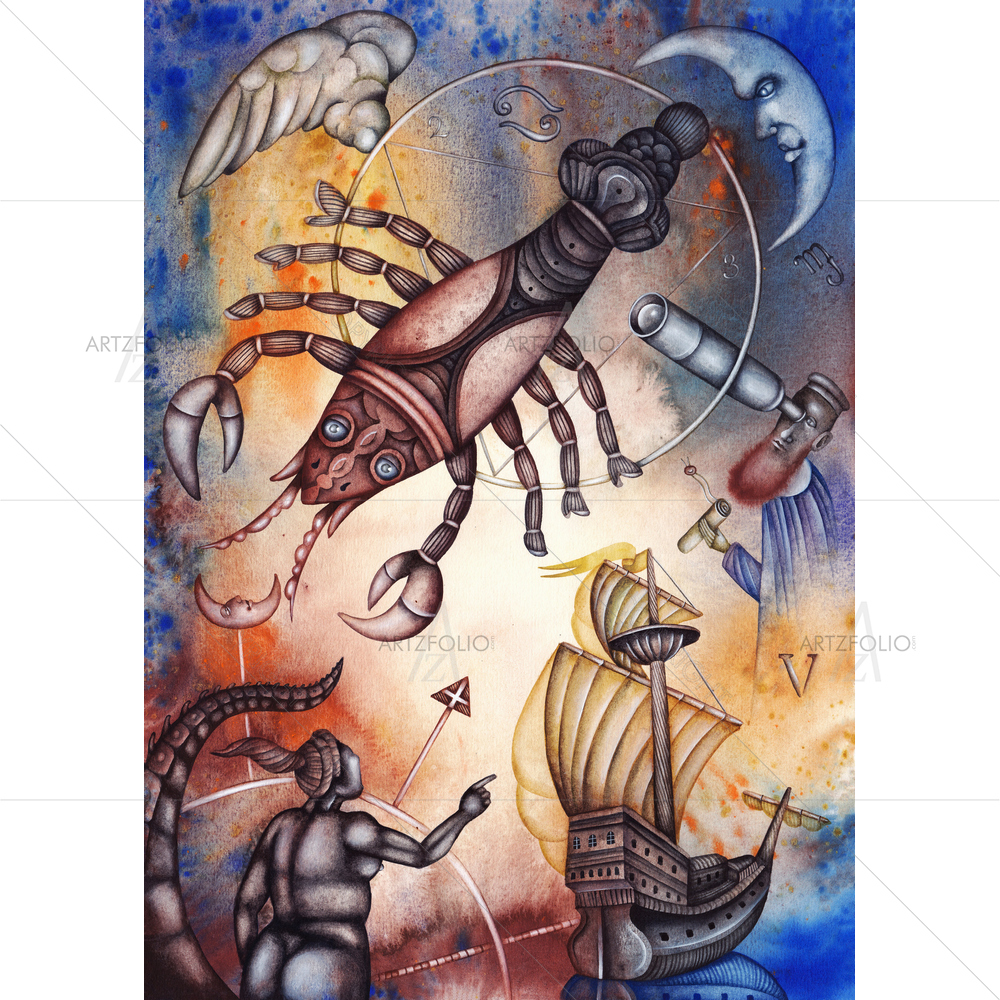 Zodiac Sign Cancer D1 — Astrology custom art by ArtzFolio
