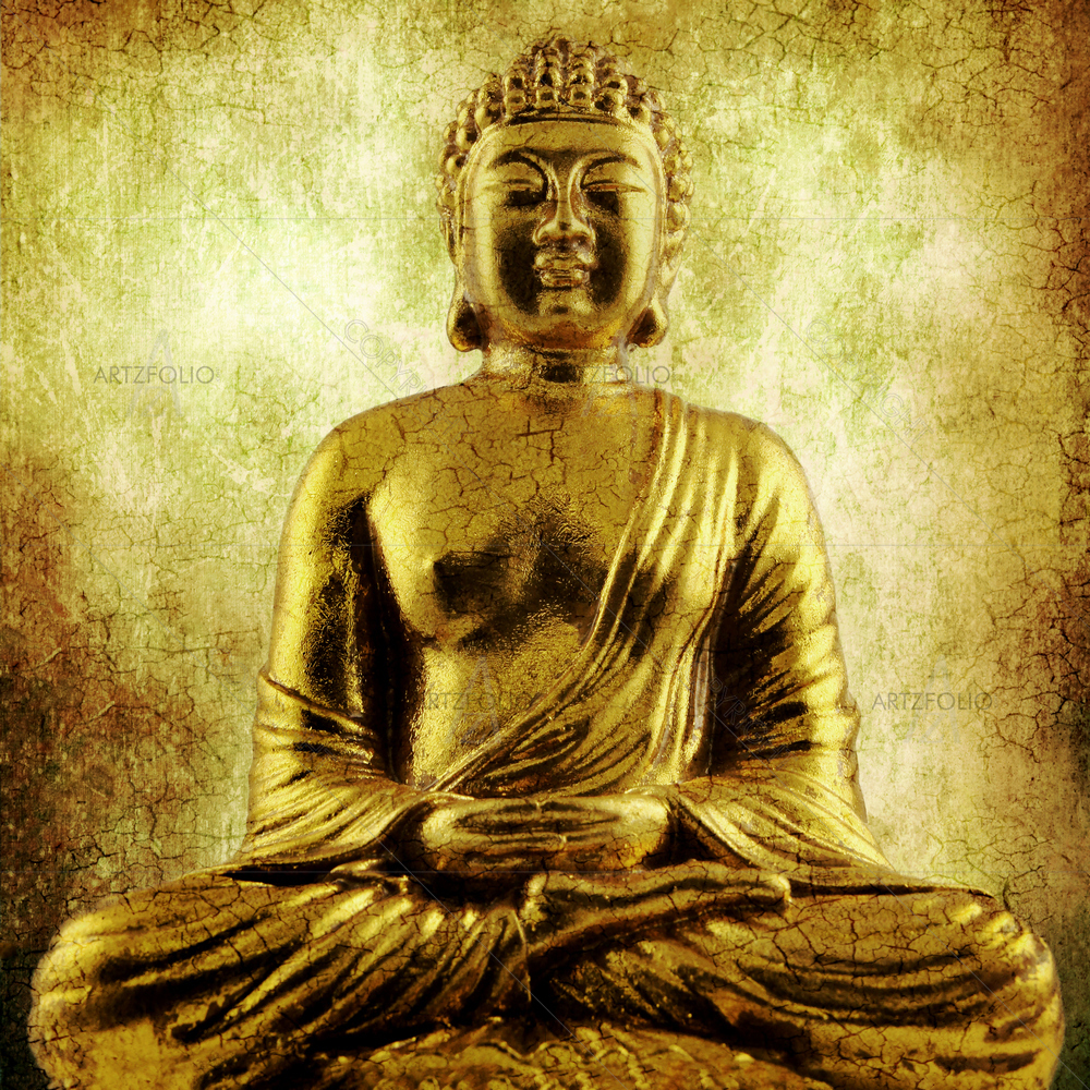 Sitting Golden Lord Buddha — Devotional custom art by ArtzFolio