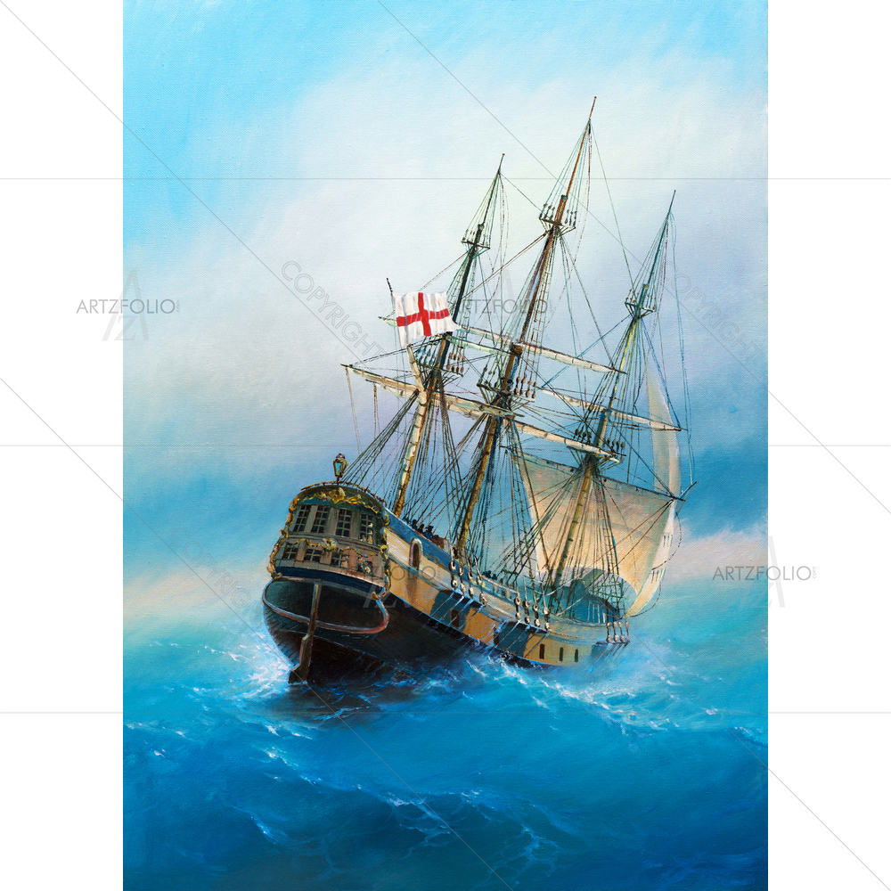19th Century Sailing Ship — Ancient custom art by ArtzFolio