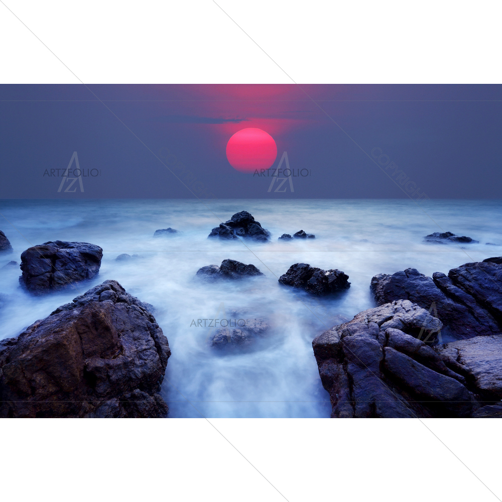 Sea in Sunset — Fluid marble custom art by ArtzFolio