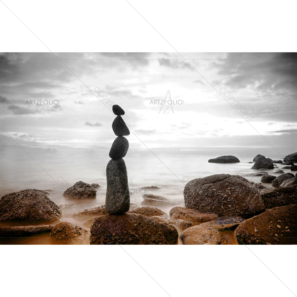 Sea Landscape with Zen Stones — custom-size art design 5009731
