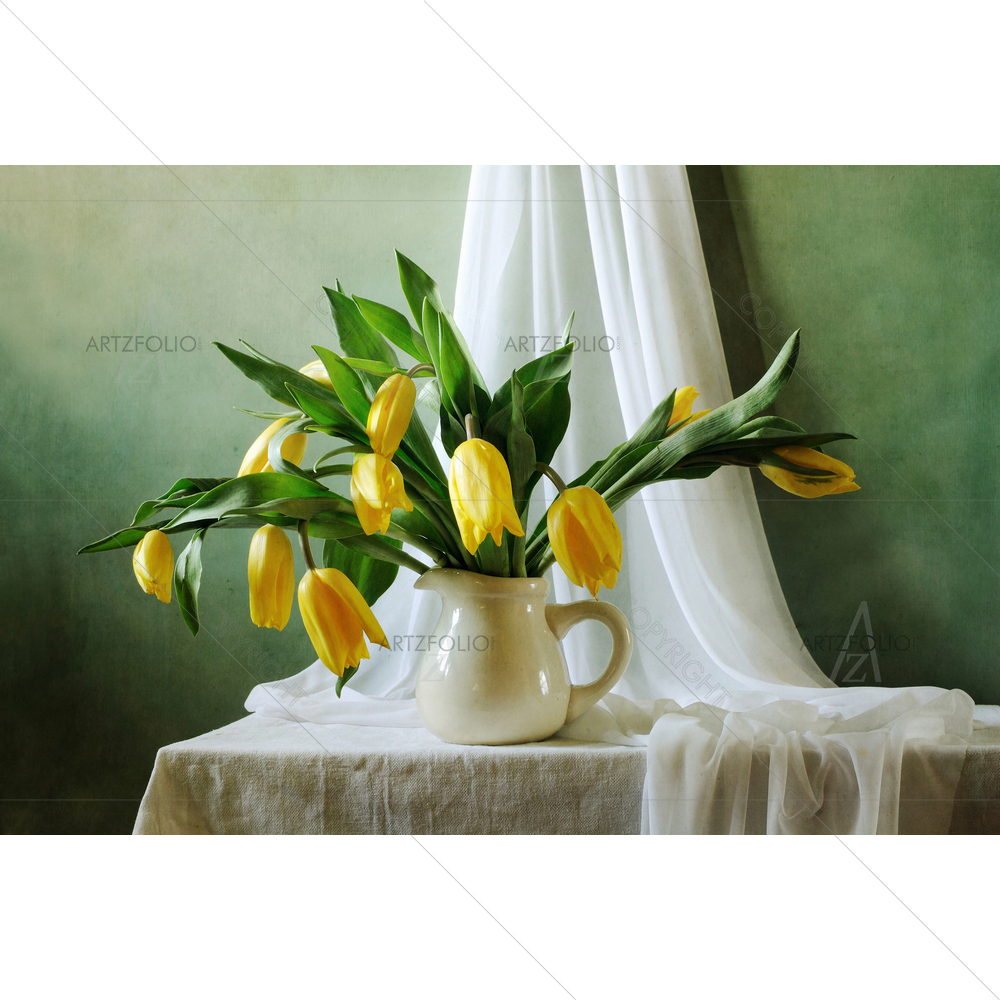 Still Life with Yellow Tulips — custom-size art design 5009735