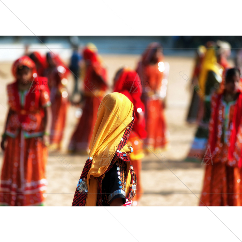Rajasthani Women Performing Dance — custom-size art design 5009763