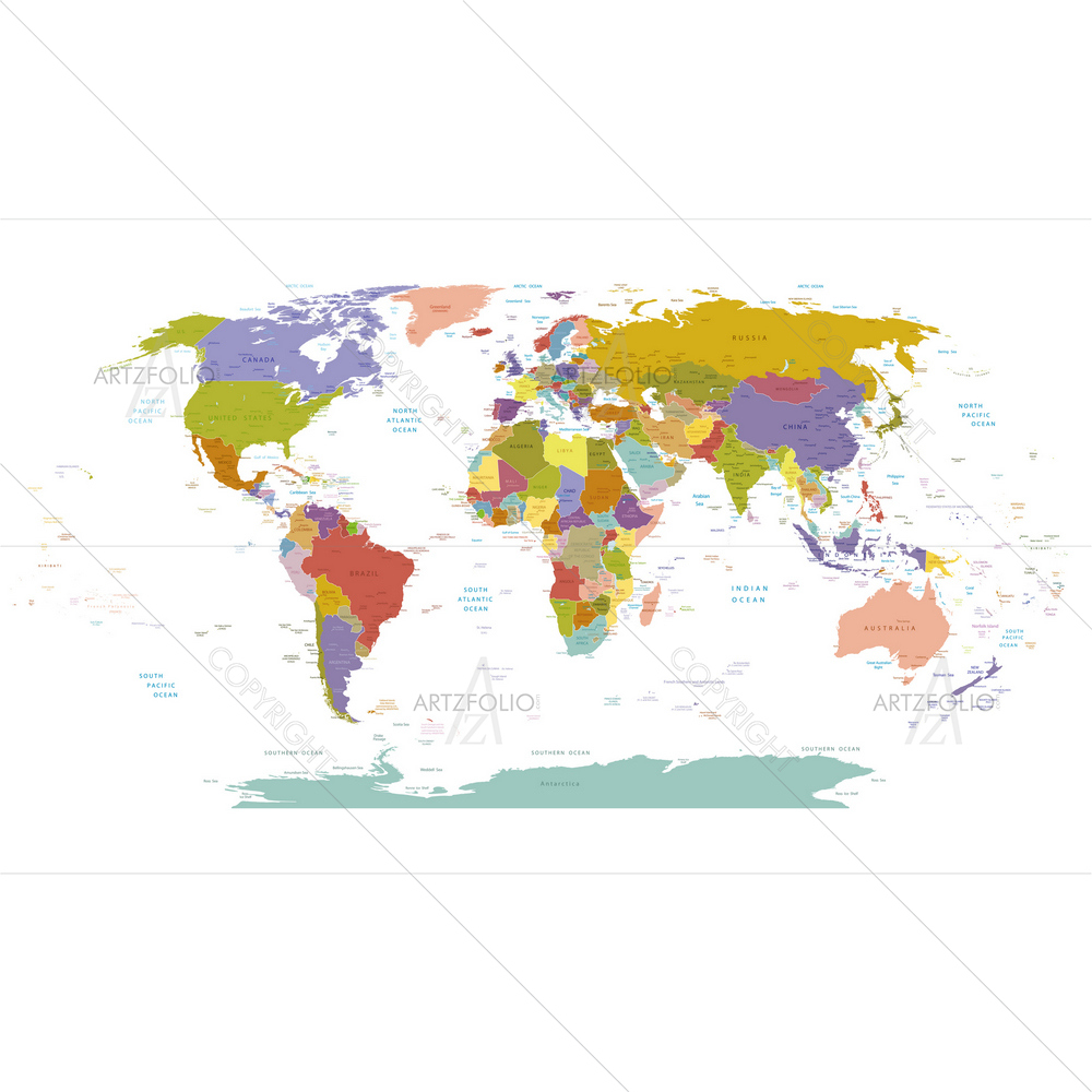 Detailed World Map — custom-size art design 5009780