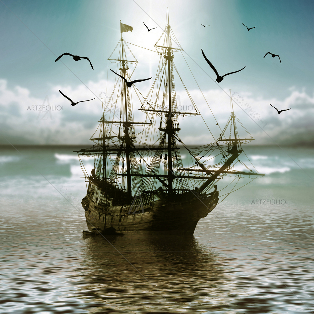 Landscape of Sailboat D2 — custom-size art design 5009782