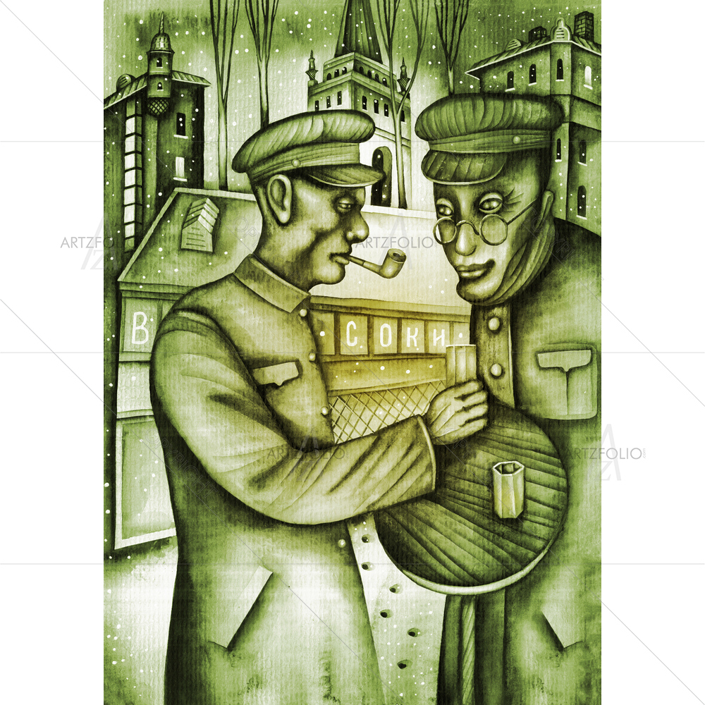 Men Toasting Vodka — custom-size art design 5009784