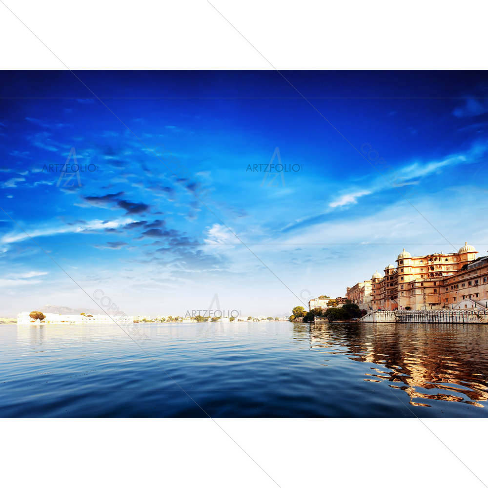 Maharajah Palace and Taj Lake Palace — custom-size art design 5009789