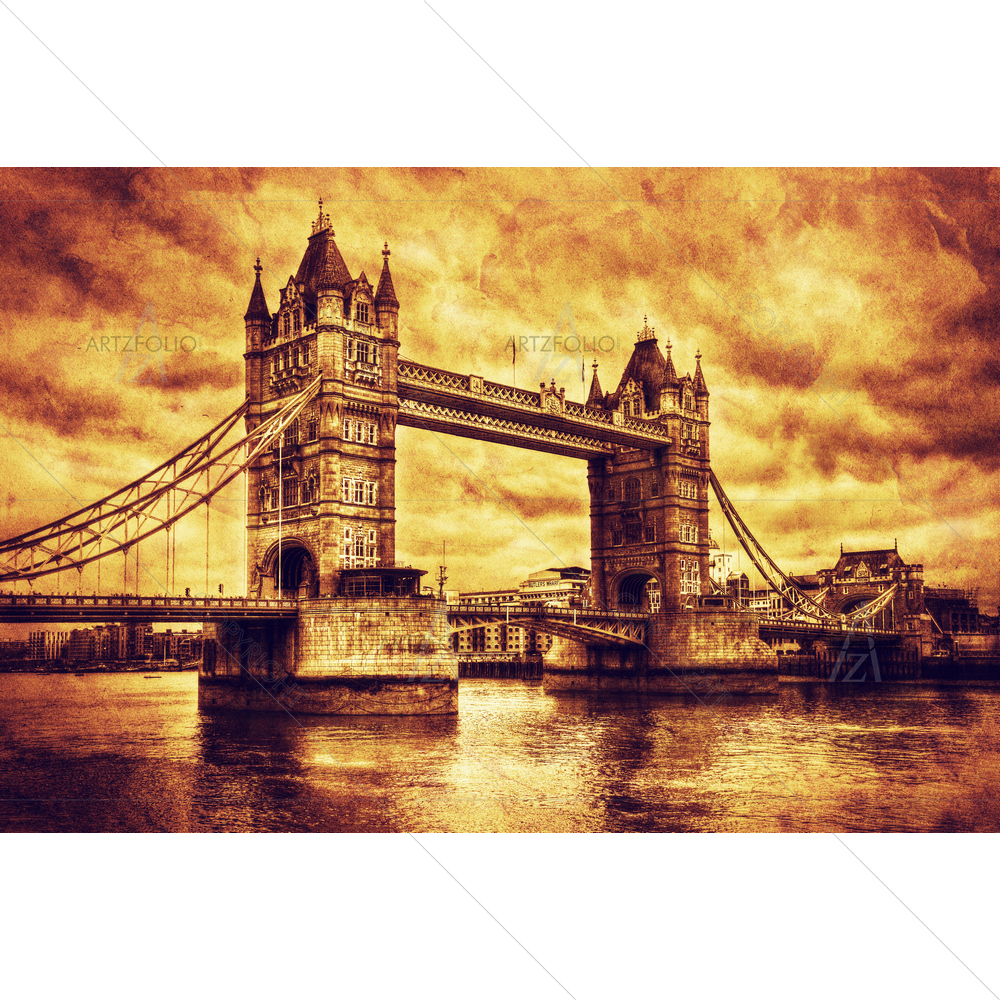 Tower Bridge, London, UK — Fluid marble custom art by ArtzFolio