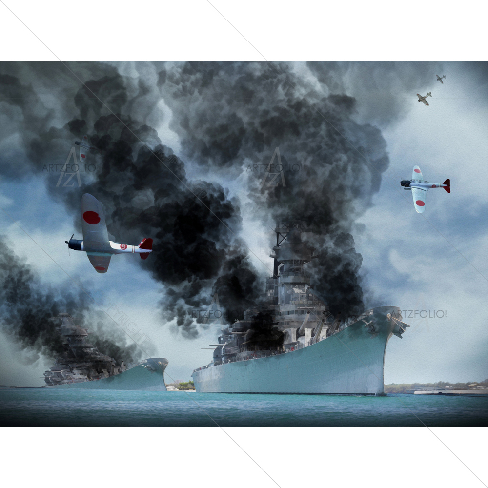 Attack Similar to Pearl Harbor in World War II — American custom art by ArtzFolio
