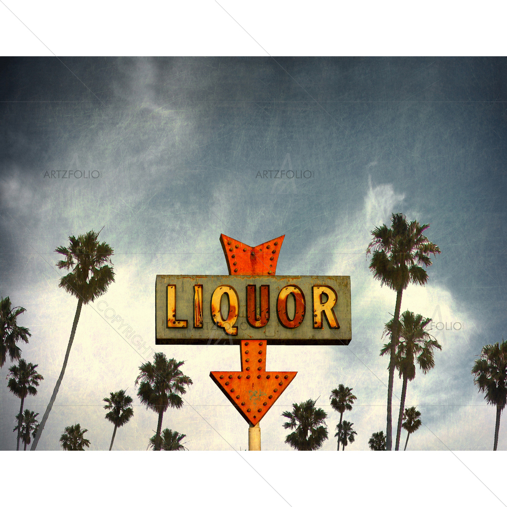 Liquor Sign with Palm Trees — Ancient custom art by ArtzFolio