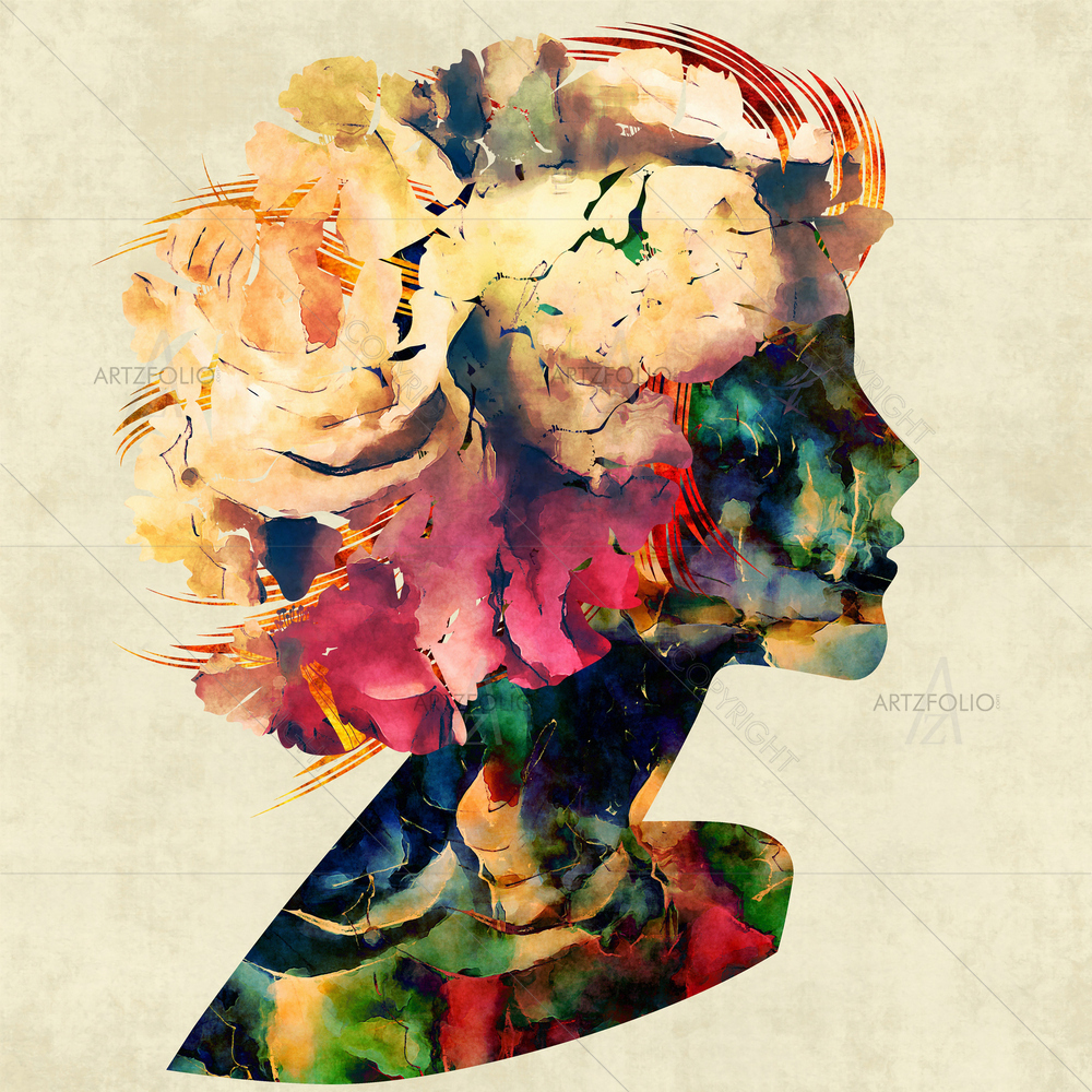 Colourful Floral Girl — custom-size art design 5009883