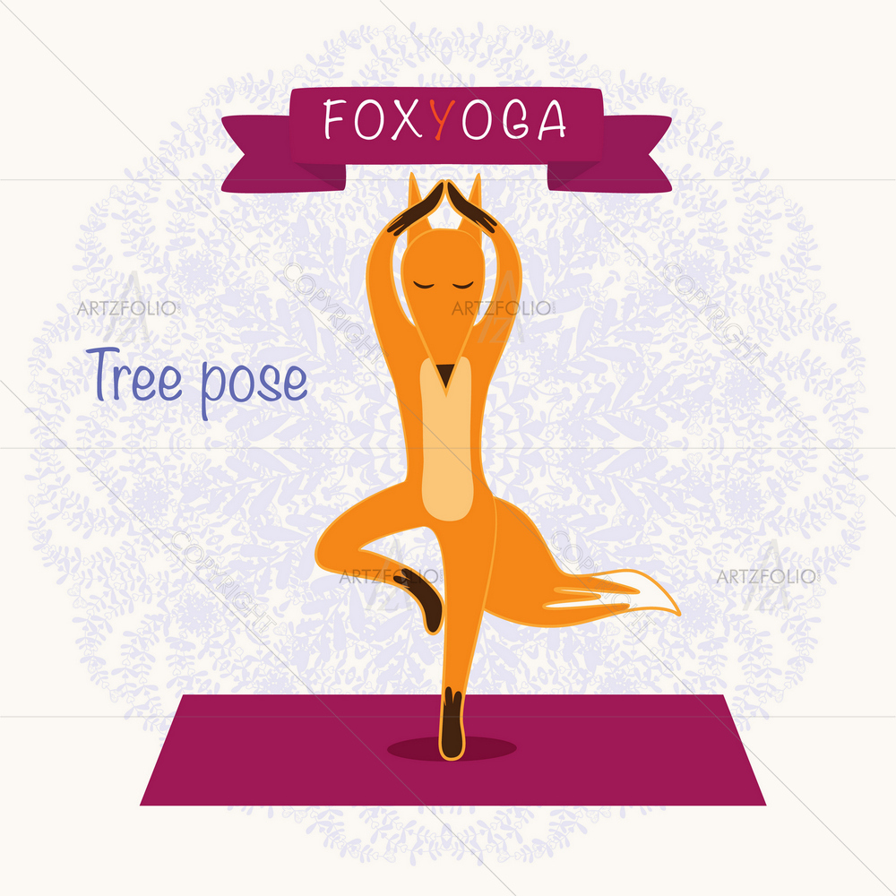 Fox Standing on Yoga Mat D3 — custom-size art design 5009917