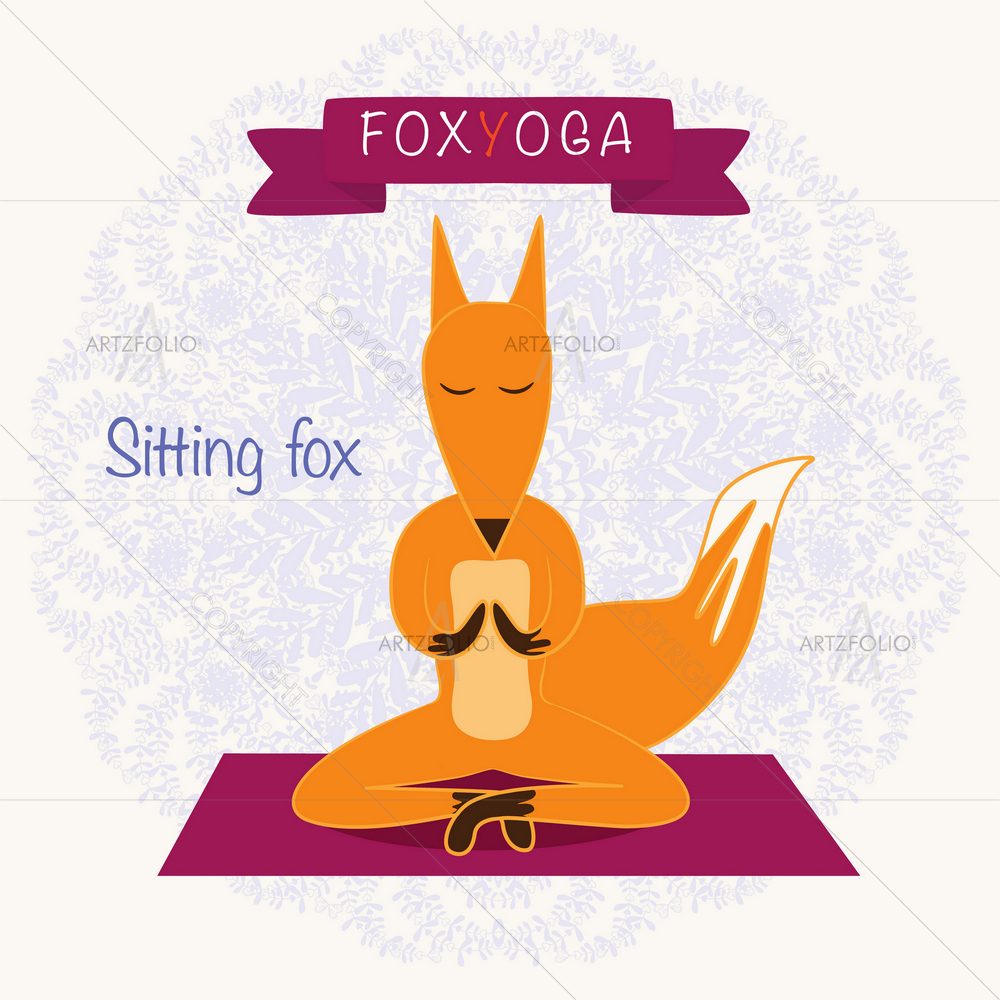 Fox Sitting on Yoga Mat — custom-size art design 5009918