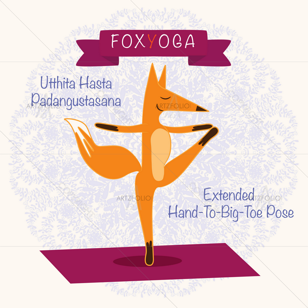 Fox Standing on Yoga Mat D4 — custom-size art design 5009919