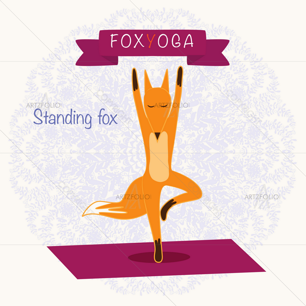 Fox Standing on Yoga Mat D5 — custom-size art design 5009920