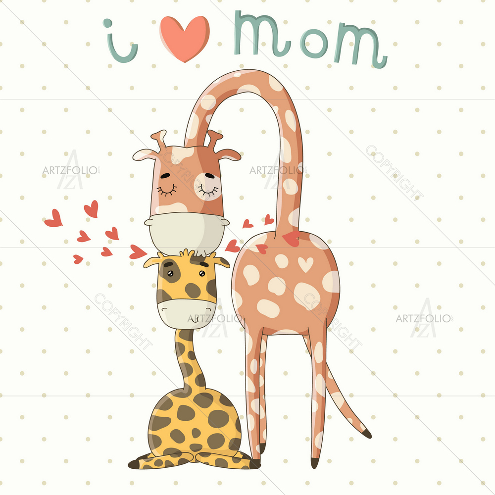 Cartoon Giraffes — custom-size art design 5009925