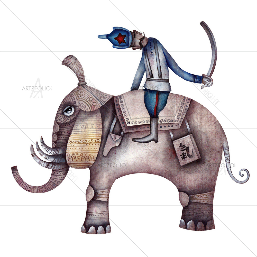 Army Man on Elephant — Devotional custom art by ArtzFolio