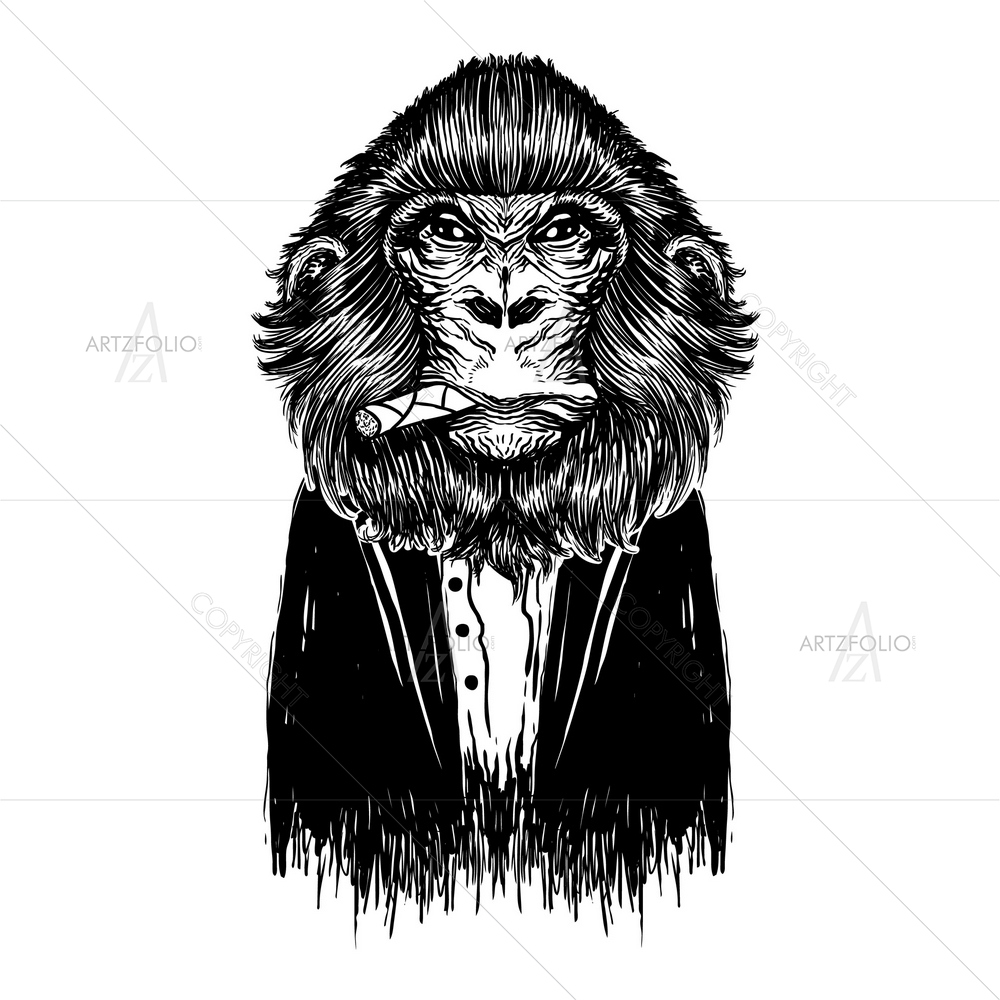 Black Monkey — Ancient custom art by ArtzFolio