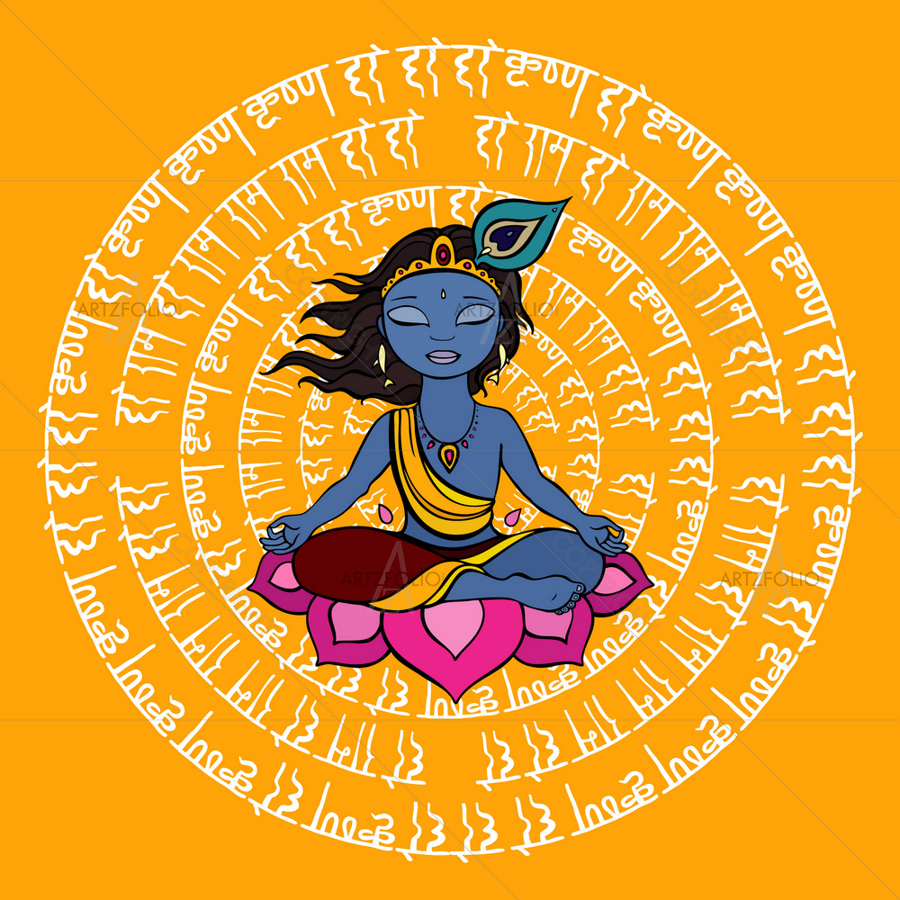 Hindu God Krishna D2 — Devotional custom art by ArtzFolio