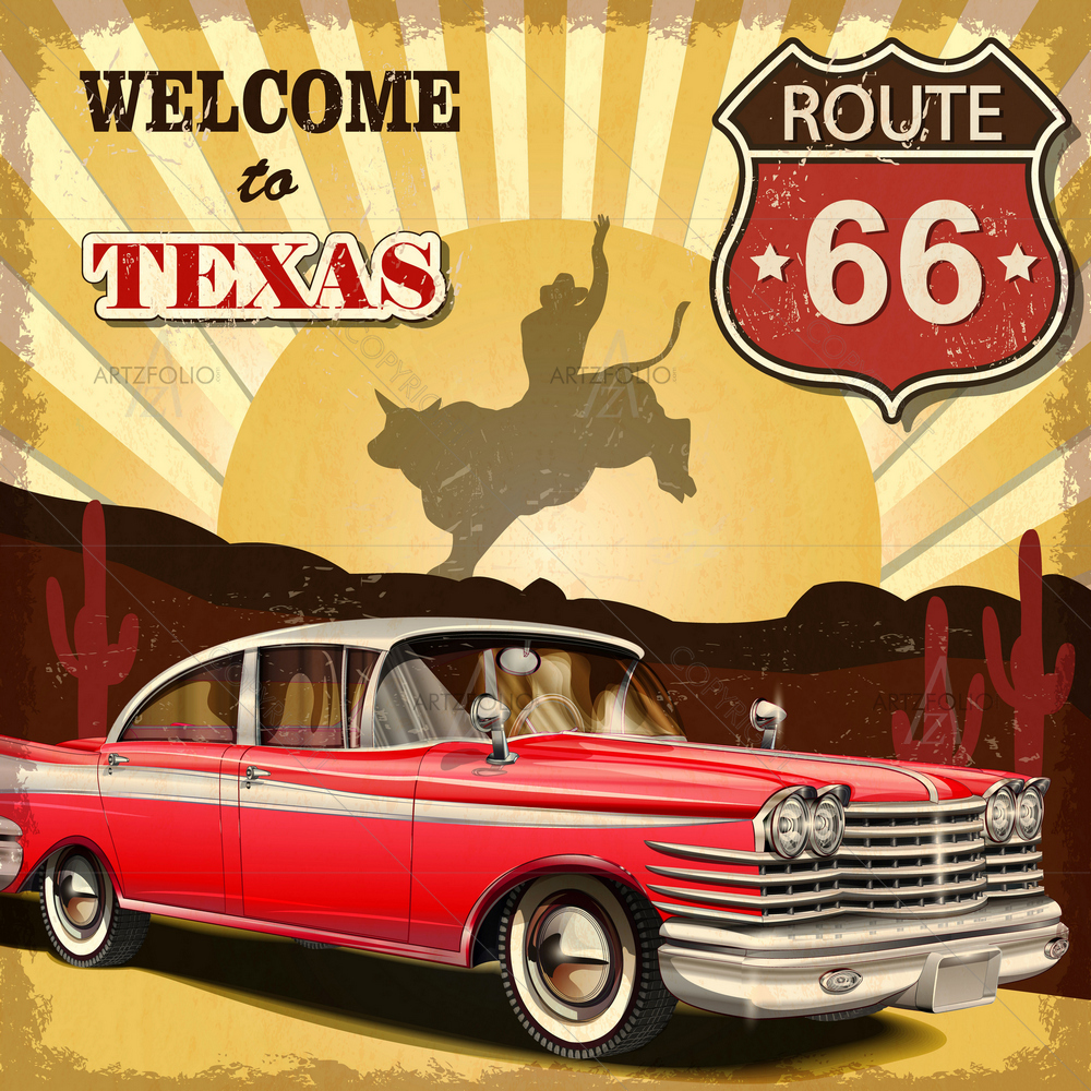 Retro Texas — American custom art by ArtzFolio