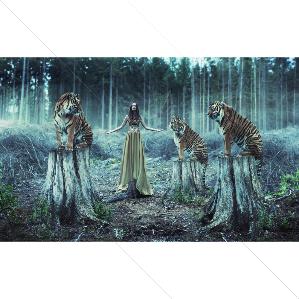 Woman with Tigers — Adult custom art by ArtzFolio