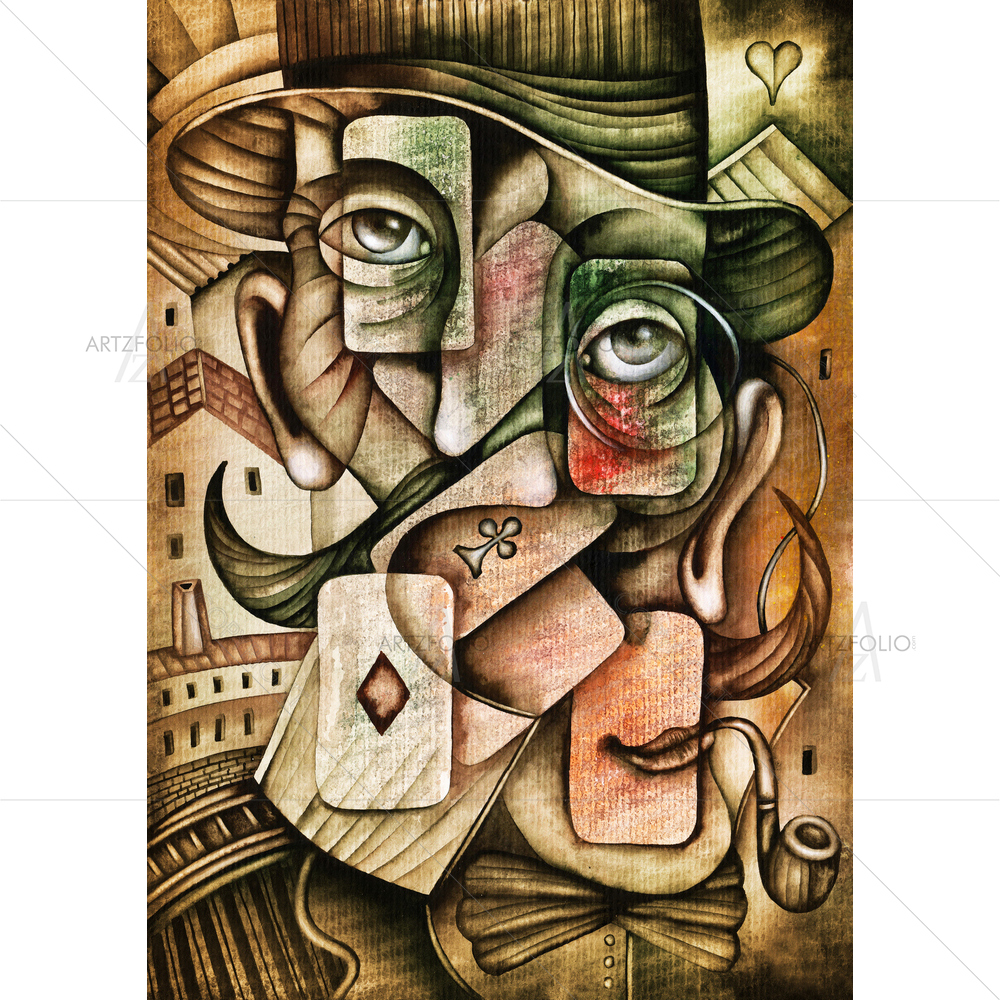Cubistic Face D2 — custom-size art design 5009979