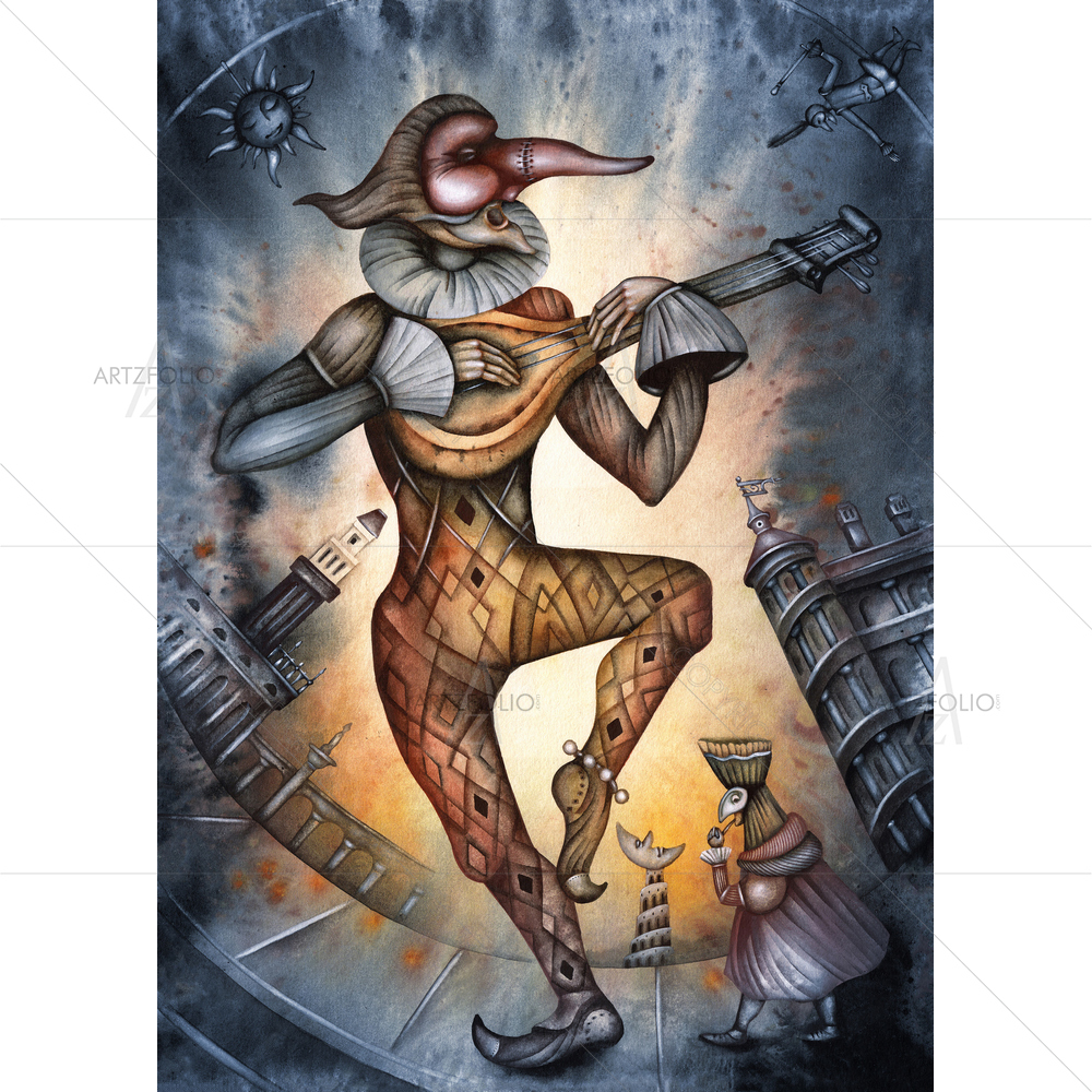 Harlequin Portrait — custom-size art design 5009980