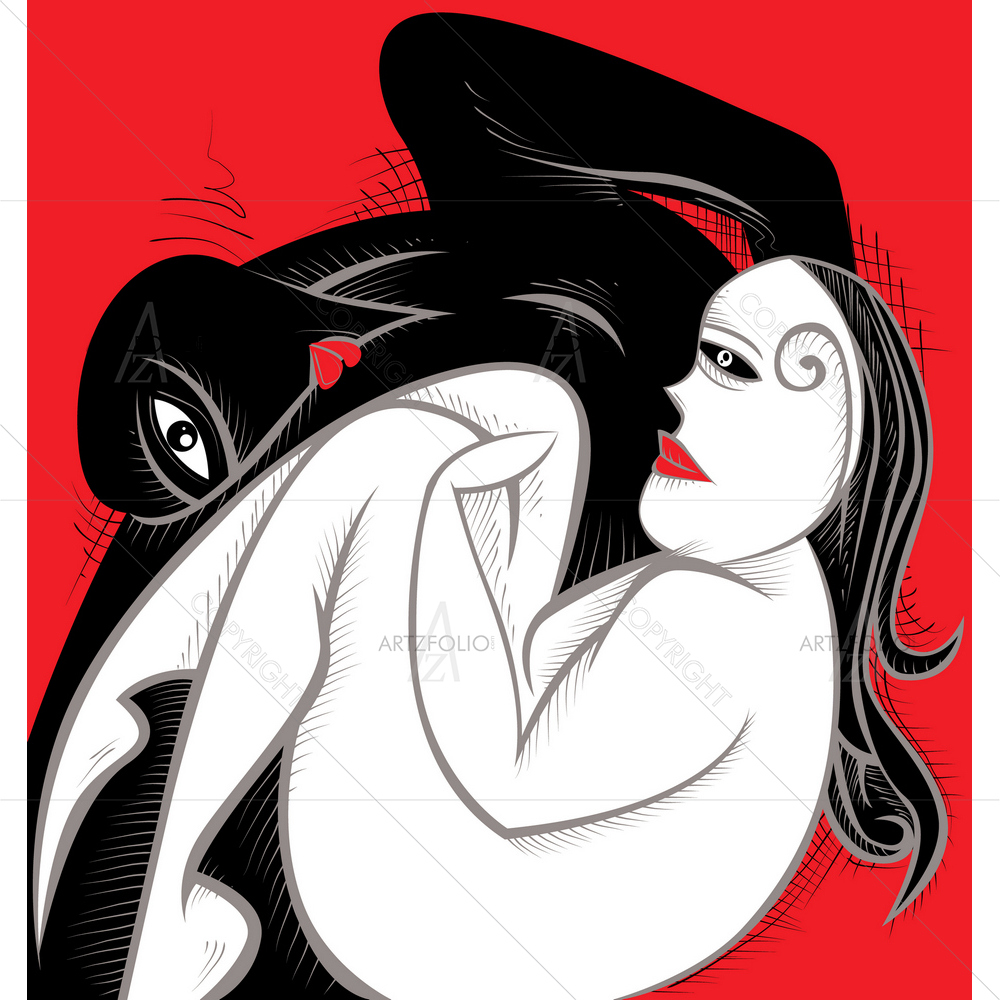 Black & White Woman & Man — custom-size art design 5009985
