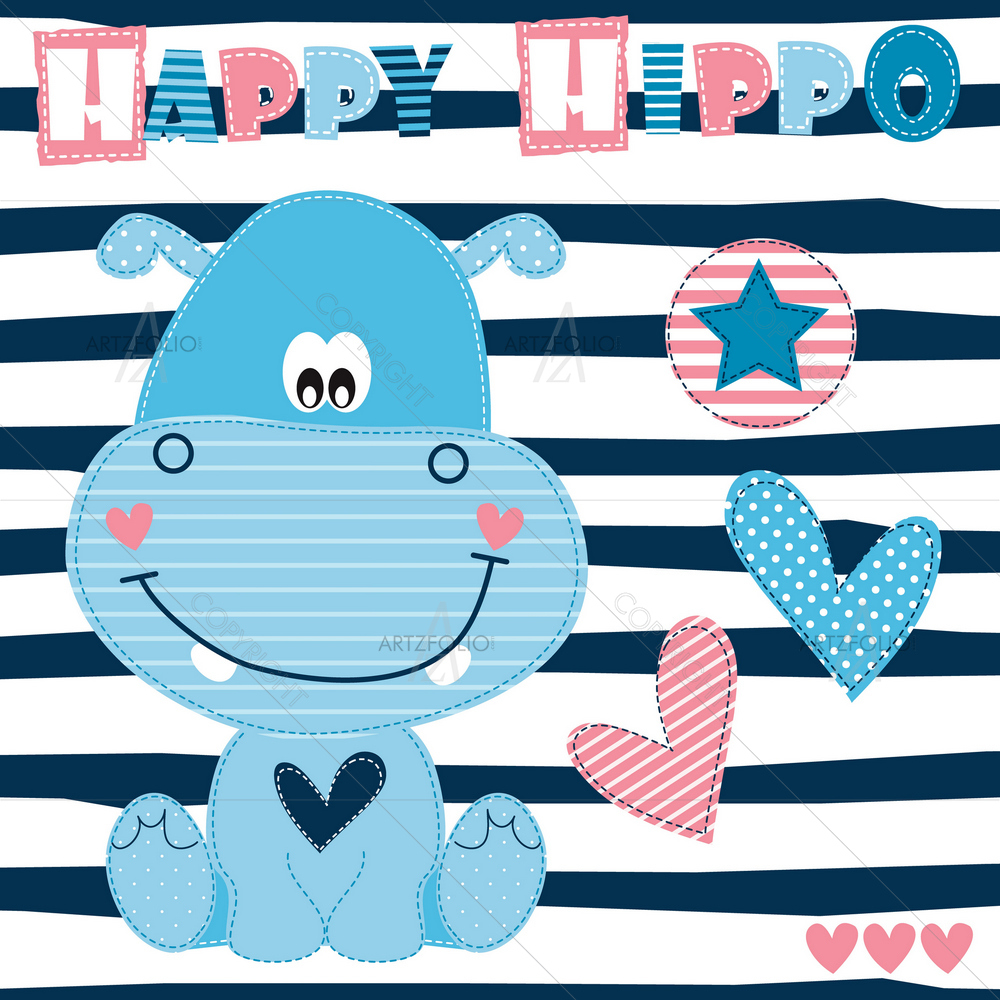 Happy Hippo — custom-size art design 5010001