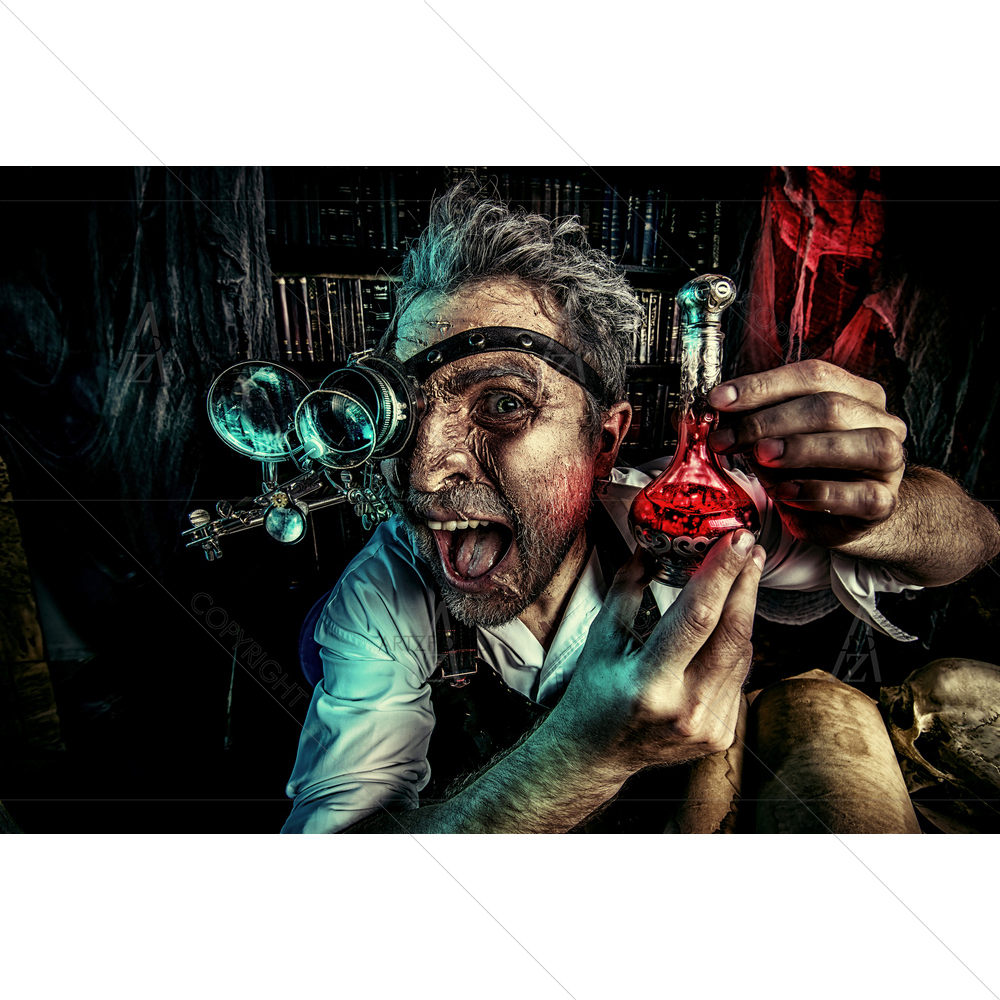 Medieval Scientist Working in Lab — custom-size art design 5010006