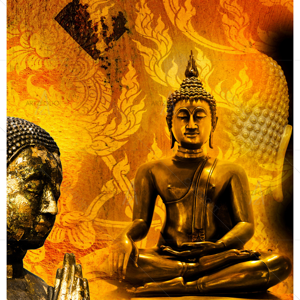 Golden Lord Buddha, Thailand — Devotional custom art by ArtzFolio