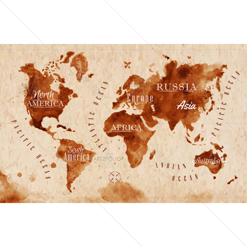 Retro World Map — custom-size art design 5010039