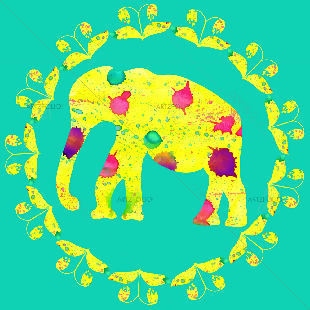 Watercolor Yellow Elephant — Abstract custom art by ArtzFolio