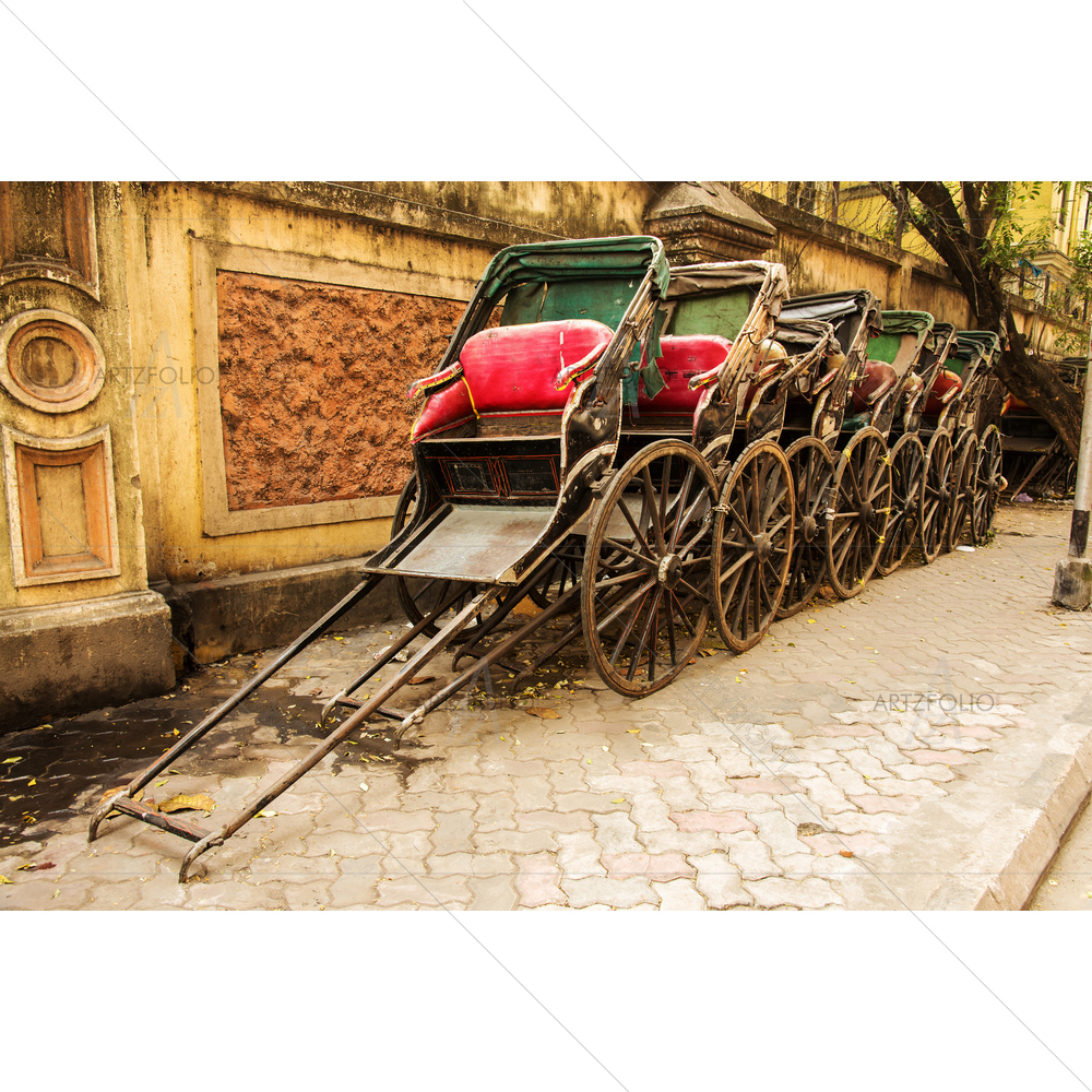 Traditional Hand Pulled Rikshaws, Kolkata — custom-size art design 5010068