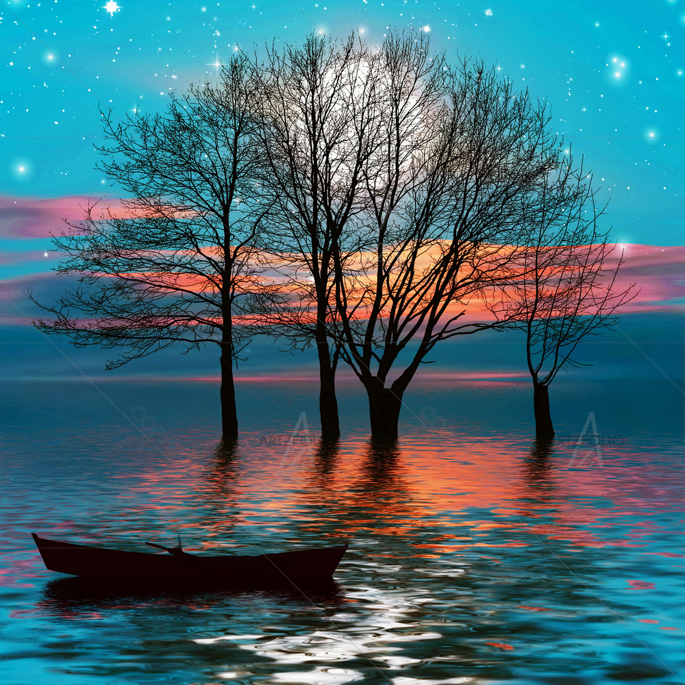 Landscape Moonrise — Asian custom art by ArtzFolio