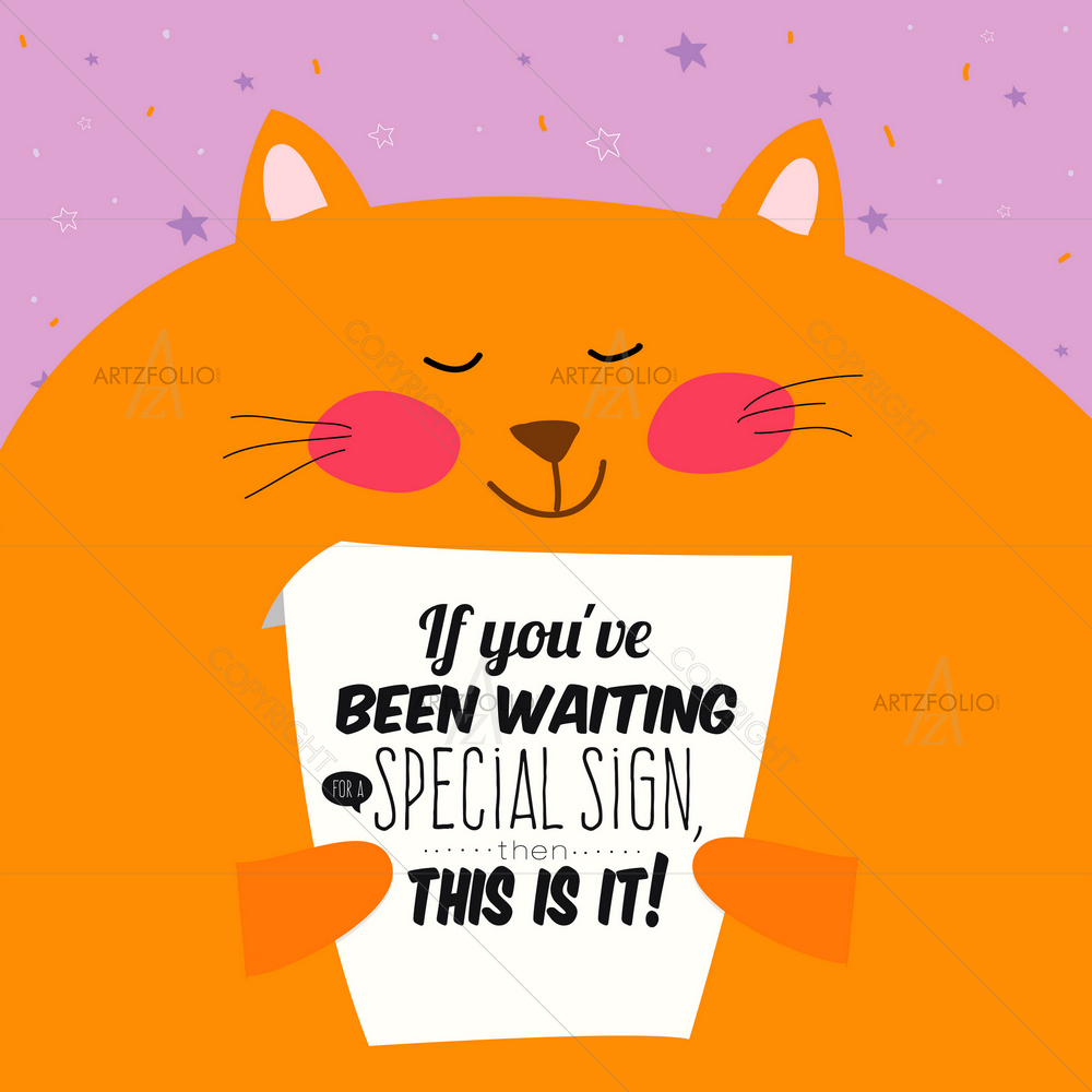 Cat Holding Motivational Quote — custom-size art design 5010075