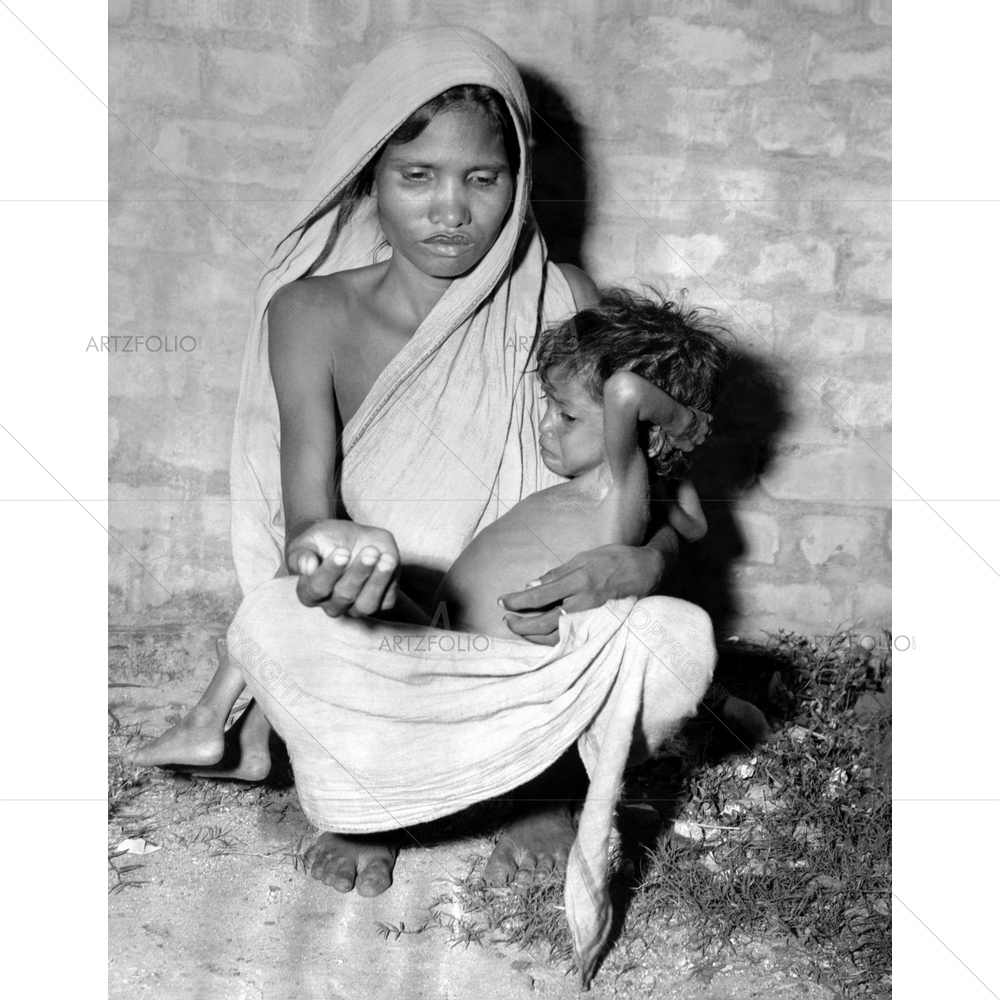 Starving Mother and Baby Begging, 1943 — Ancient custom art by ArtzFolio