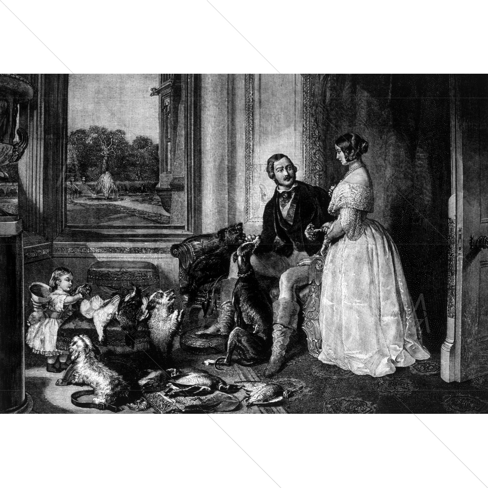 Queen Victoria and Prince Albert with Child and Dogs — Ancient custom art by ArtzFolio