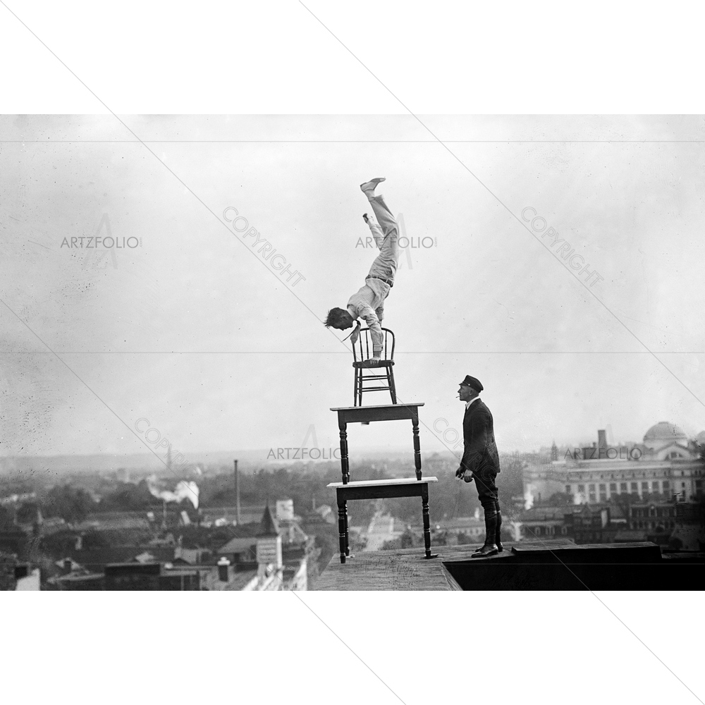 Jemmie Reynolds Balancing on Chairs, Washington — Ancient custom art by ArtzFolio