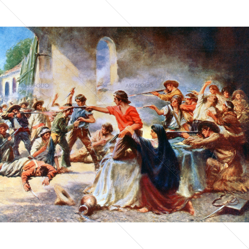 Battle of Alamo, Percy Moran, 1912 — Ancient custom art by ArtzFolio