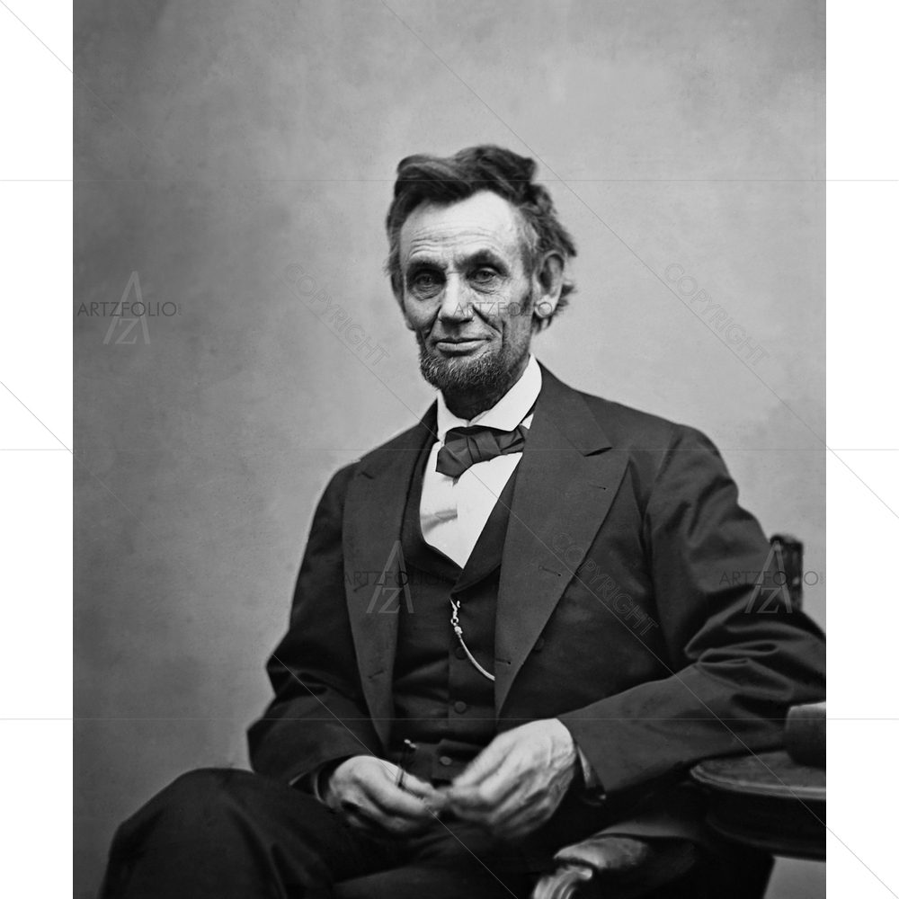 Seating Abraham Lincoln (1809-1856) Portrait — custom-size art design 5010140