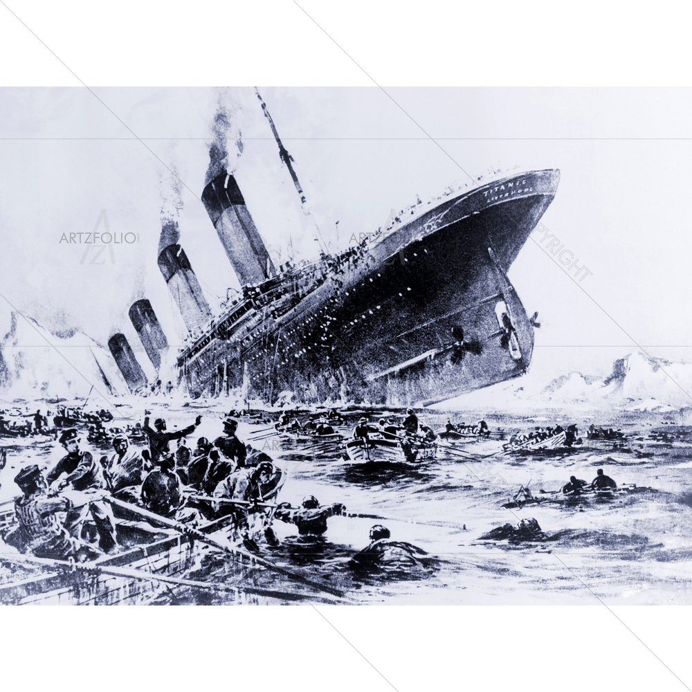 Sinking Titanic, May 15, 1912 — Ancient custom art by ArtzFolio