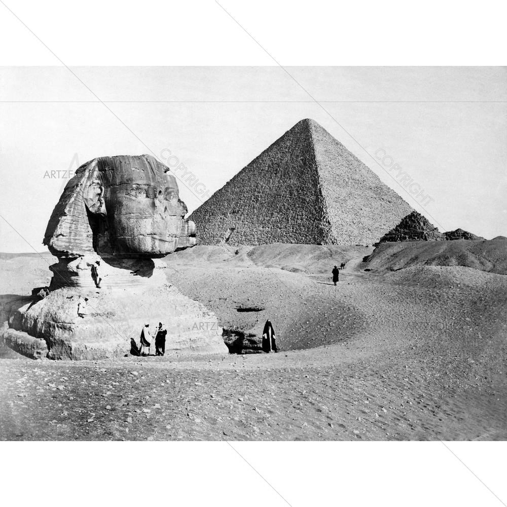 Great Sphinx with Pyramid of Pharaoh Cheops — Ancient custom art by ArtzFolio
