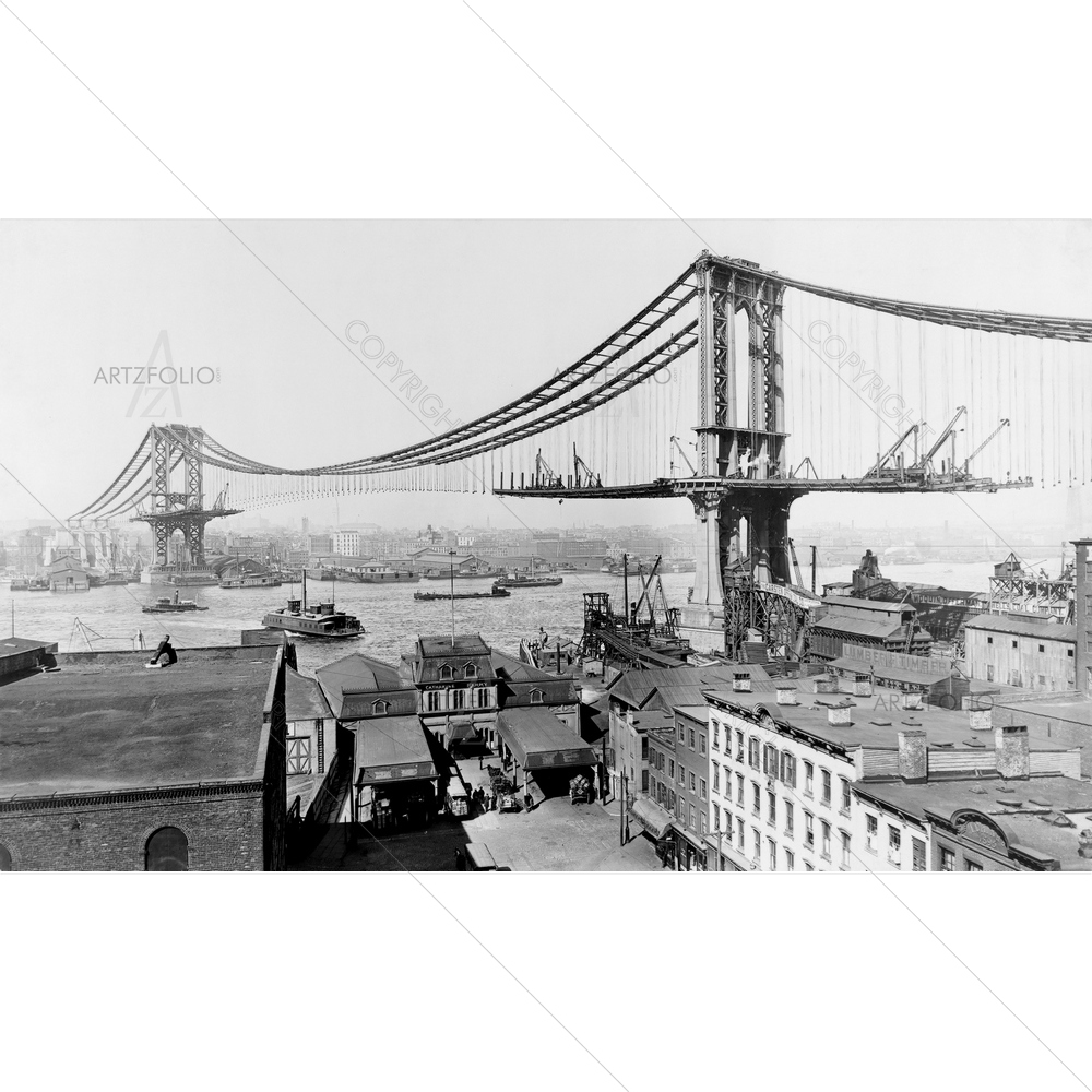 Manhattan Bridge under Construction, 1909 — custom-size art design 5010172