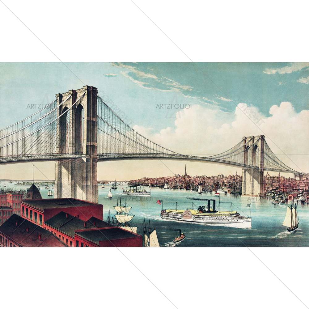 Brooklyn Bridge with Manhattan — American custom art by ArtzFolio
